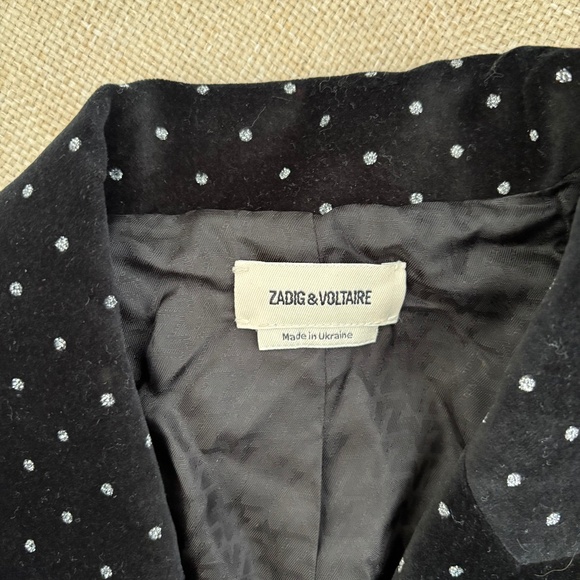 Zadig & Voltaire Black Visko Velvet Glitter Dots Blazer - Picture 13 of 14